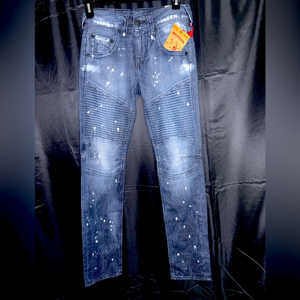$249 NWT TRUE RELIGION ROCCO MOTO RUN SLIM JEANS 28x32